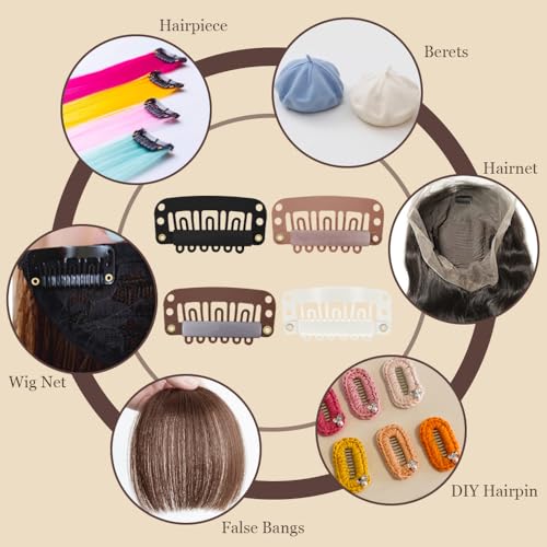 60 Stuks U Vorm Hair Extensions met zacht Rubber Metaal Snap Classic Multi-Function Wig Clips Klik op Accessoires te beveiligen pruiken voor haar uitbreidingen en veilige DIY (4 3