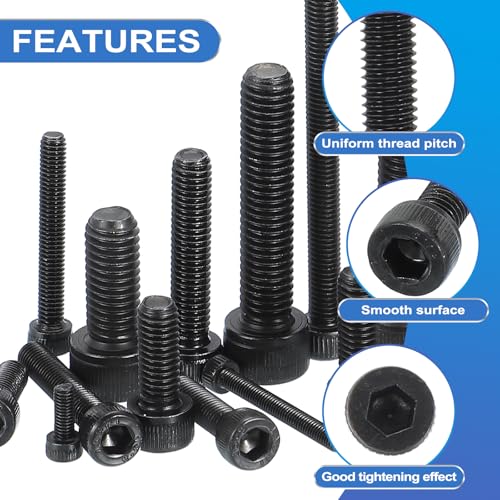 M5 x 18mm Hex Socket Head Schroeven 50 Pack 12.9 Degree Carbon Steel Hex Socket Schroef met Hex Key Black 4