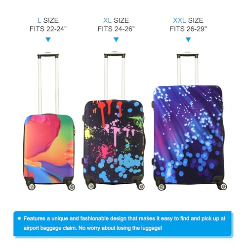 Bagagehoesjes, geschikt voor 52-24 inch Wasbare Elastische Suitcase Cover Beschermers, Scratch-Resistant Travel Bagagehoes voor Koffer, Vakantiereis, Multicolor 4