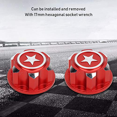RC Hex Wheel Nut, 4PCS Metaal 17mm Hex Wheel Mount Nuts Compatibel met X-MAXX Summit Traxxas RC Car(Rood) 3