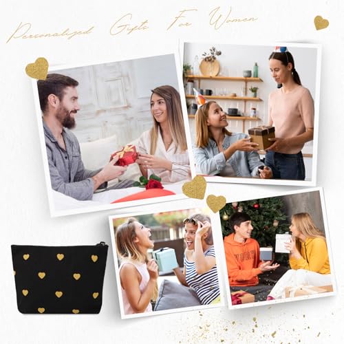 Canvas tassen met rits, zwart, zwart en goud 4