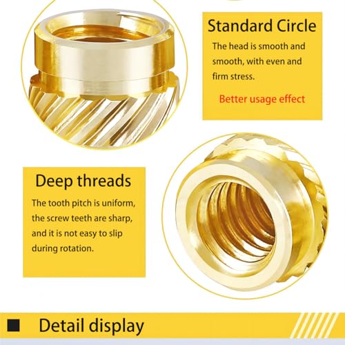 Verpakking van 100 draad inserts, messing noten voor 3D-printen, Threaded Bushing, Knurled Brass Thread Nuts, M4 x 8mm x 6mm 4