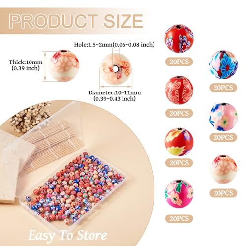 160Pcs Polymer Klei Bloem kralen Bubblegum Ball Losse kralen Charm Ronde Zachte Spacer kralen voor DIY armband oorbellen ketting sieraden maken 3