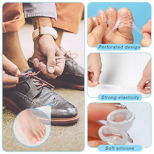 Verpakking van 20 teenbeschermers Siliconen kleine teenbeschermers, ademende teenbescherming, teenbeschermers met gaten, gel teenbeschermer voor vrouwen en mannen, verminderen wrijving, blisterpreventie 4