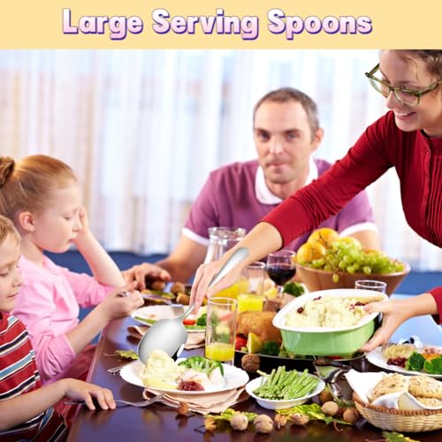 Roestvrij staal Serveerlepel, 2 stuks Serveerlepels Groot met lange handvaten Salade Rack Roestvrij stalen buffet Serveren Lepel Voorbereiding Bestek voor Banket Buffet Restaurant Huis, 25cm