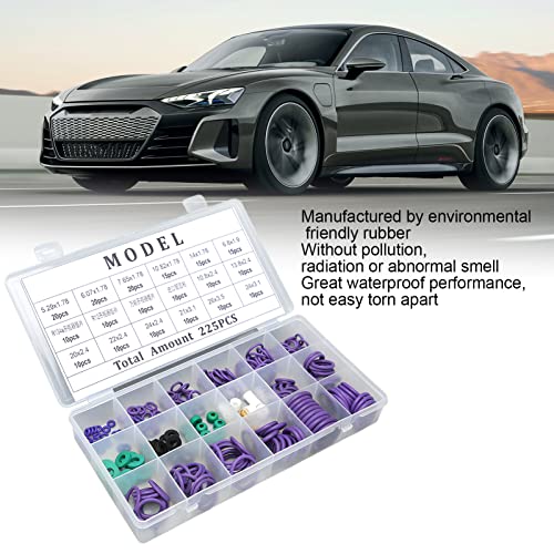 O-Ring Assortiment Set 225PCS Auto Airconditioning O-Ring Sealing Set 14 maten Assortiment met Wasmachine Spacer voor Machine-industrie 4