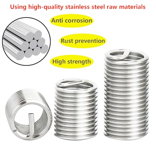 20 st Thread Insert, Thread Insert, M8 x 1,25mm x 1.5D Thread Insert, Roestvrij stalen draad Insert 5