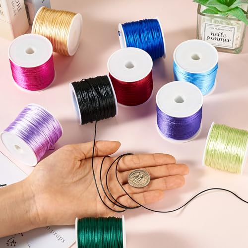 10 Rolls 1mm Rattail Satin Nylon Trim Cord - Silk Kralen String voor Chinese Knoppen, DIY ambachten, Macrame Vriendschap armband en sieraden maken 5