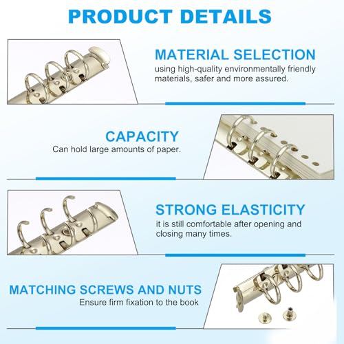 A5 Ring Binder Mechanismen, 3 Set 6 hole vervanging Kit voor Binder Planner Binder Accessoires Home Classroom Office Gold Color 3