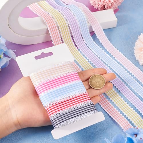 25m Poly Cotton Ribbon Tartan patroon met Strong 5 Kleuren Plaid Ribbon voor DIY Flower Bouquet Decor Cadeau Wrapping Hair Bows (17mm) 5