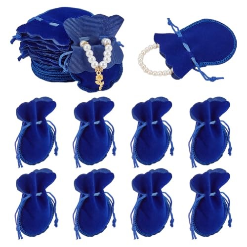 100st Velvet Tassen, 9.5×7.5cm Medium Blue sieraden tas voor Party Wedding Favor