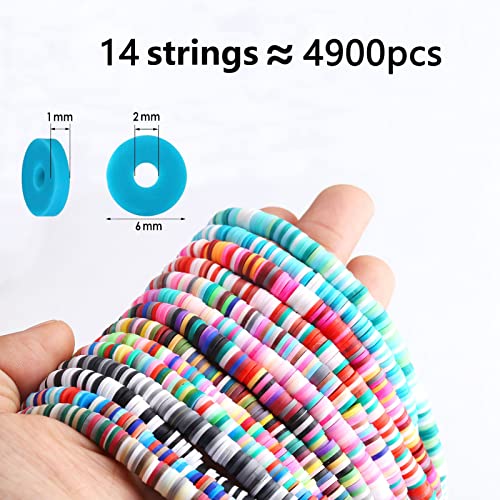 Heishi Kralen 4900PCS Polymer Klei kralen 6mm Kleurrijke platte kralen Klei Kralen Ambacht Set voor DIY sieraden ketting Charm Armbanden Cadeau (B)