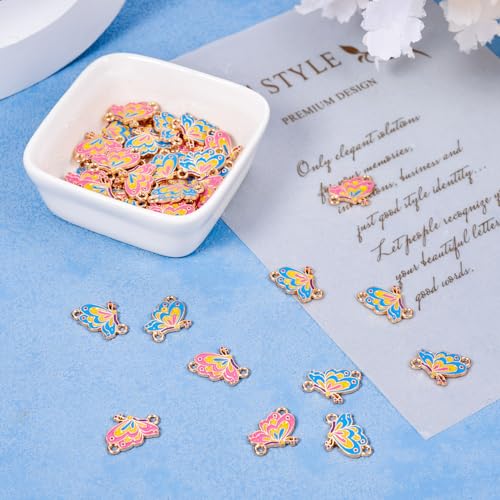 40 st. Butterfly Emaill Links Charms Lichtgouden Toon Insect Links 2 Kleuren Butterfly Shape Charms voor DIY armband ketting oorbellen sieraden Makin, Email, Emaill 3