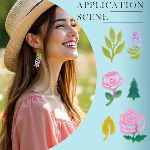 4Pcs Bloem Hars Mallen Blad Siliconen Mallen Kerstbomen Epoxy Hars Gieten Mallen Voor Diy Craft Hangers Sieraden Maken 5