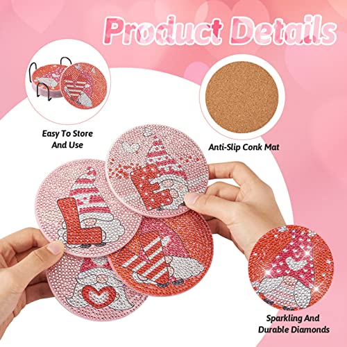 8Stuks Diamanten Kunst Coaster Kits met houder Leuke Gnome patroon 5D DIY Diamanten Schilderen Cup Mat Kleine mensen Design Tafel Placemat voor volwassenen Diamond Painting Craft 5