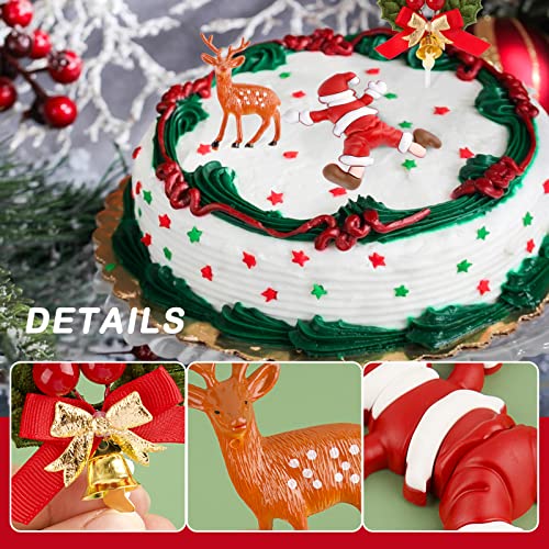 Pack van 8 Cake Toppers, Vrolijk kerstfeest, Cake Topper, 3D Santa Claus, Mini Kerstboom, Vrolijk Kerstmis Decoratie, Party, Cake, Kerstmis 3
