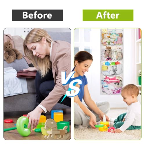 167x58cm Hangende Organisator Deur Organisator Opslag Over Deur met 4 Grote Compartments en 4 Hooks Hangende Organisator Opslagzak Hangrek voor Gevulde Dieren Kids Kamer Slaapkamer 4