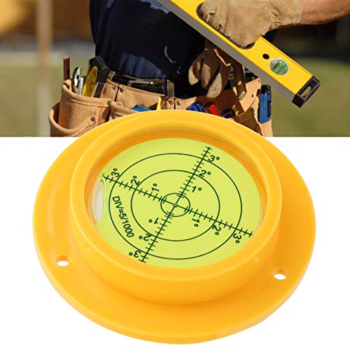 Ronde Inclinometers, 90x17mm Ronde Circular Fluorescent Yellow Spirit Level Circular Bubble Surface met bevestigingsgaten voor draaitafel voor Tripod Andere Wandelen en Camping Supplies 4