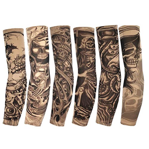 Tattoo Sleeve Tattoo Sleeve Arm Stockeren Tattoo Cover Fiets Fiets UV-bescherming Arm Mouw Beschermende Handschoenen Mannen Vrouwen Outdoor - 6 stuks, Multicolor, M, Multicolour