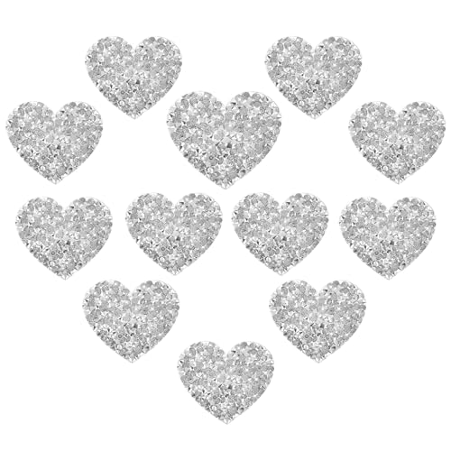 Verpakking van 12 Iron-on Patches Heart Shape Iron on Patches Textiel Rhinestone Patches voor strijken op kinderen DIY T Shirt Jeans Kleding Tassen Patches