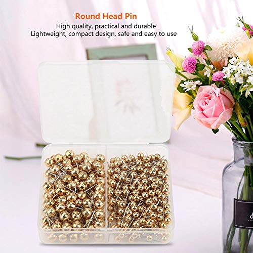 300 st. Kaarten Tacks Push Pins Ronde Plastic hoofd met roestvrij staal Tip voor Bulletin Board Dressmaking Naaien (Goud) 5