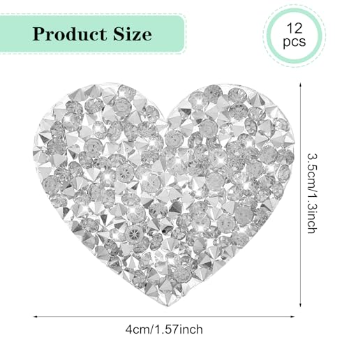 Verpakking van 12 Iron-on Patches Heart Shape Iron on Patches Textiel Rhinestone Patches voor strijken op kinderen DIY T Shirt Jeans Kleding Tassen Patches