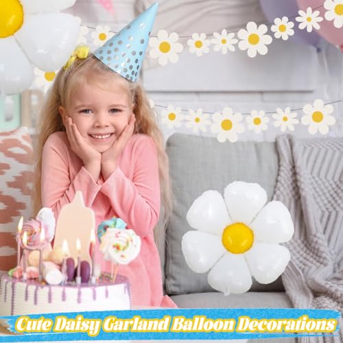 Daisy feest decoraties, 2 stuks leuke Daisy Banners en 2 stuks Foil Daisy Ballonnen Daisy Garland ballon Set voor baby douche, verjaardag Nursery Party Supplies