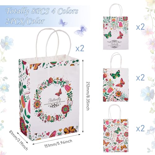 Rechthoekige papierwaren zakken met handvat vlinder bloem patroon papieren schenkzakken zoals zakken ambachtelijke papieren zak voor kruisierswinkel bakken winkels retail bruiloft kerstfeest 4
