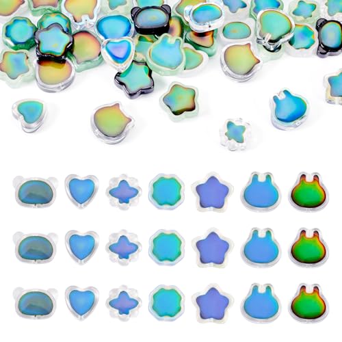 42 st Twee Toon Glazen Kralen Temperatuur Sensing Kleur Veranderende kralen Bloem hart dier kristal kralen voor sieraden armband Vrouwen DIY oorbellen ketting ambachtelijke accessoire