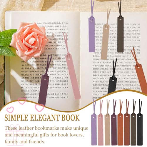 8 stuks lederen bladwijzers Bladwijzers met leren touw Paginamarkeringen Gepersonaliseerde bladwijzers Eenvoudige elegante boekmarkeringen Lederen bladwijzers voor mannen Vrouwen Boek 4