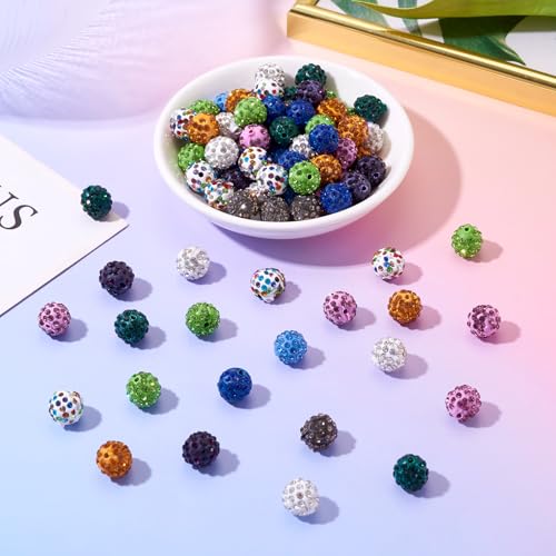 10 Kleuren Clay Rhinestone kralen voor Crafting Crystal Pave Disco Ball Kralen Ronde Diamant Kleurrijke kralen voor doe-het-zelf sieraden maken van pennen ketting armband sleutelhanger accessoire 100S 4