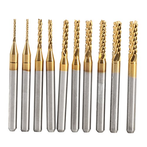 10 st Titanium Coated End Mill Set Cemented Carbide CNC Malen Graveren Bits Carving Drill Tools 1-3mm