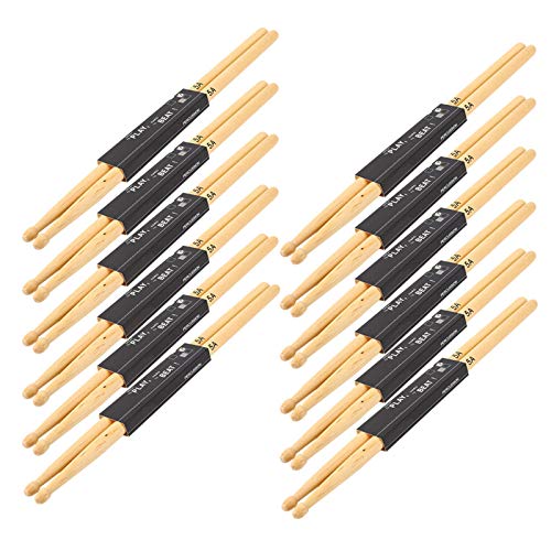 12 paar 5A Drumsticks Drumsticks Promark Multipack, Drumsticks 5aSticks Maple Wood Made Water Drop-Shaped Sheet OnStage Performance Geschikt voor Snare Drums Oefendrums