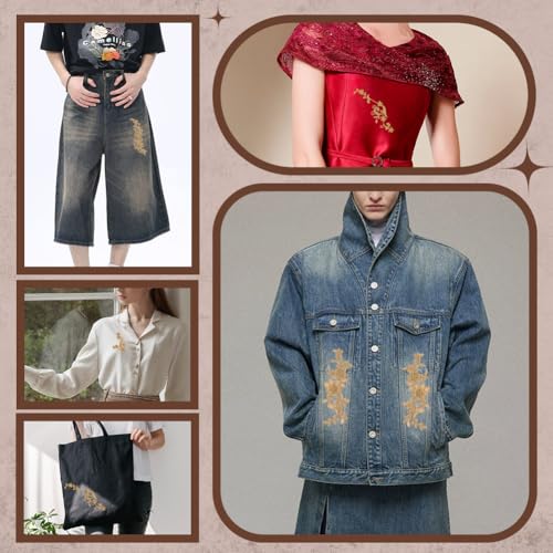 8 stukken borduursel Kant Bloem Patches - Strijkijzer op en naaibaar - Gouden bloemen Appliques voor bruiloft jurk decoratie, reparatie kleding, rugzakken, Jeans en Caps 5