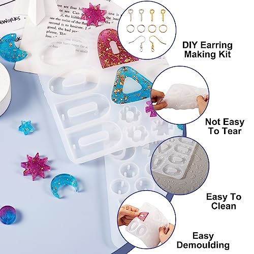 Harsvorm Kit hangers Silicone mallen Epoxy Hars met oorbellen haken Jump Rings Schroef Eye Pin Peg Bails voor oorbellen sieraden maken 4