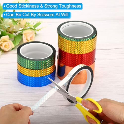Prisma Tape 0.3 cm x 130 m Pack van 6 Self-Adhesive Metallic Hologograsch voor Wanddecoratie, Wrapping Arts and Crafts, Multi-Colored 4