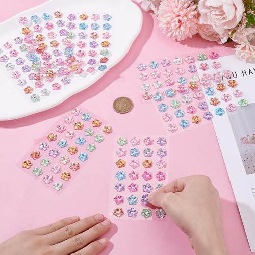 448 stuks edelstenen stickers, 16 vellen 3D acryl edelsteen stickers bloem strass stickers glanzende zelfklevende stok op steentjes voor album scrapbooking nuttigen make-up versieringen 3