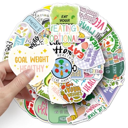 Voeding Gezondheid Stickers voor tieners en volwassenen, 50 stuks, Dieetgezondheid Vinyl Sticker Set, Auto, Motorfiets, Fiets, Skateboard, Snowboard, Bagage, Laptop, Koffer, Helm, Motorfiets 3