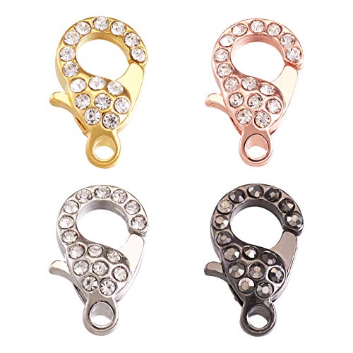 10 st. Grote Legering Rhinestone Lobster Claw Clasps 21x12.5x7mm Gemengde Kleur Metal Lobster Claw Clasps voor Kettingen Armband DIY Sieraden maken van accessoires, Willekeurige gemengde kleur