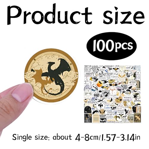 100 stuks Vierde Wing Stickers, Vierde Wing Merch, Boeken Stickers, Waterdichte VierdeWing Stickers, voor Skateboard, Scrapbook, Laptop, Auto, Gitaar