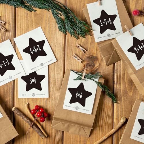 2 Vellen Stickers Aantallen 1-24 Stickers Advent Kalender Kerstmis Zwarte sterren Kerstmis Decoratie voor cadeaudozen DIY pakketten (Stars) 3