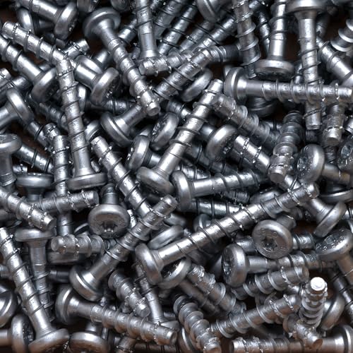 Concrete schroeven, platte kop, zink Flake coating, 7,5 x 55 mm, brandbestendig, hoge belasting capaciteit, voor vrijmetselaars en baksteen (Set van 100) 5