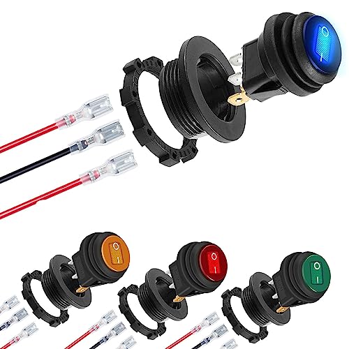 Pak van 4 schakelschakelaar 12V ronde switch 12V LED Rocker switch Waterdichte Ronde 2-Way SPST 3-Pin voor auto, boot, huishoudelijke apparaten