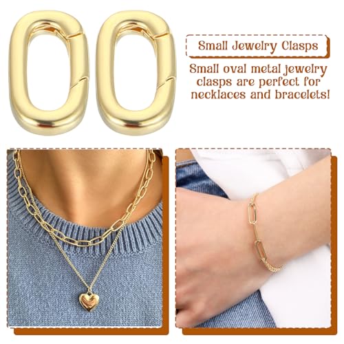 5 stuks Ovale Gesp Gouden Juwelen Connectoren, Lobster Feather Gesp Korter Clip Carabiner ketting Connector Goud-vergulde lente sluitingen voor ketting en armband maken, Veelzijdige DIY 5