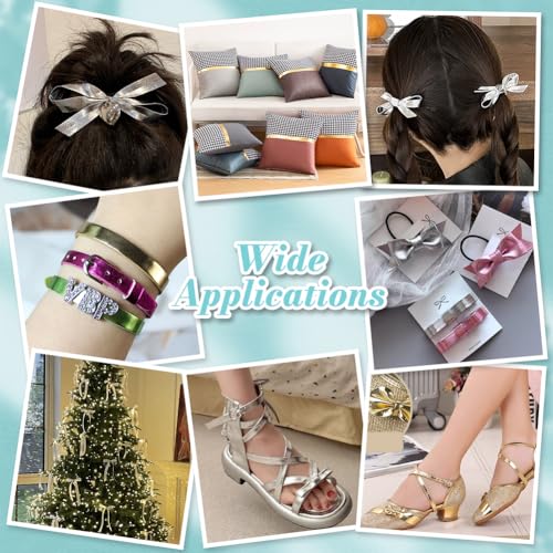 20m Faux lederen band, 1cm Plat metaal lederen band, glanzend leer, Kant afwerking voor kleding, Naaien, Crafting, Verpakking, Goud 5