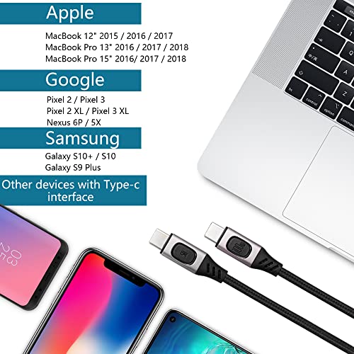 100W USB-C naar USB-C snelle voedingskabel, ondersteunt tot 5A 20V met DC4017 conversiekop, 5V 9V 12V, kan het vermogen tot 65W verminderen (kabel met DC 4017) 5