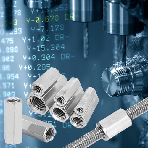 1/2"-13 UNC 304 Roestvrij staal Zeshoekige koppelmoeren, 3 st. 1" Lengte Volledige draad Stang Coarse koppeling Nut Connecting Elements, Silver Tone 5