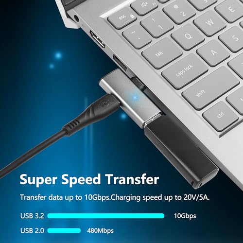 USB C naar USB 3.2 10 Gbit/s Type-C naar USB Een vrouwelijke OTG Adapter en PD 100W Power Adapter voor Laptop, Tablet, Telefoon - Grijs 3