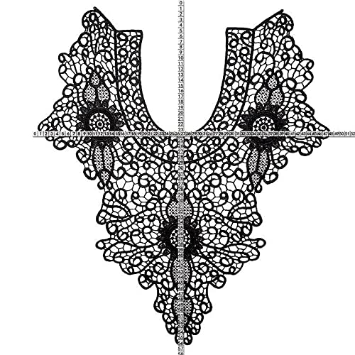 Kant kraag invoegen hals kant multi-color borduurwerk kant trim jurk naaien DIY handwerk front kant appliqué geborduurde bruiloft kant motief patches, wit 4