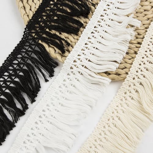 3 yards 4cm breed wit katoen kwastje kant lint franje trimmen rand kwastje trimmen naaiaccessoires voor DIY kostuums kleding gordijn kleding tafelkleed bruiloft decoratie 3